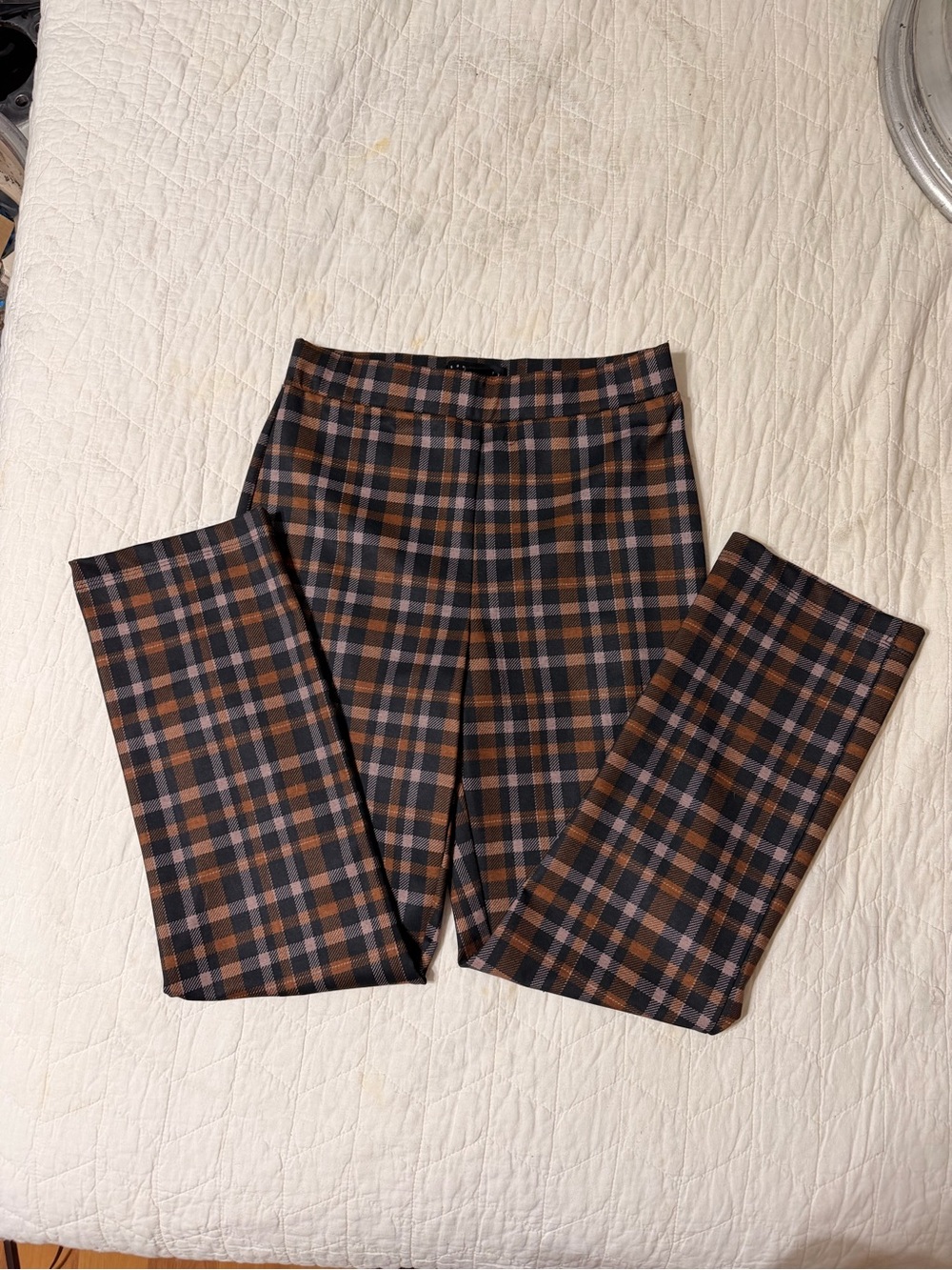Sanctuary Plaid Slim Pants Size Small Black Brown Pink